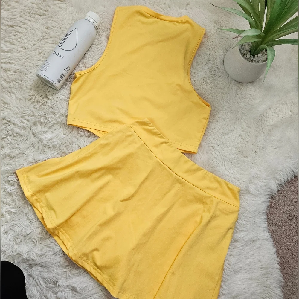 Soft Sleeveless Top and Skirt Sport Set